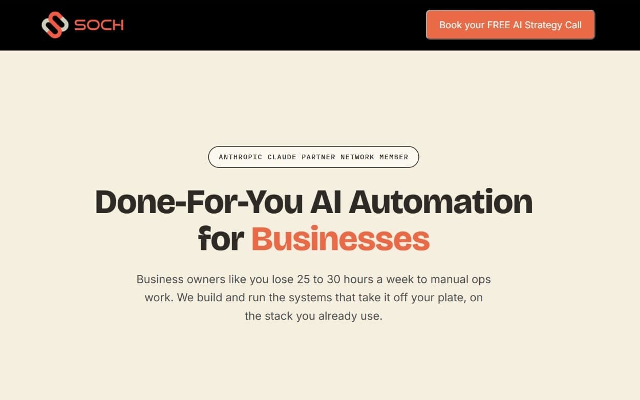 Soch audit landing page: Done-For-You AI Automation for Businesses