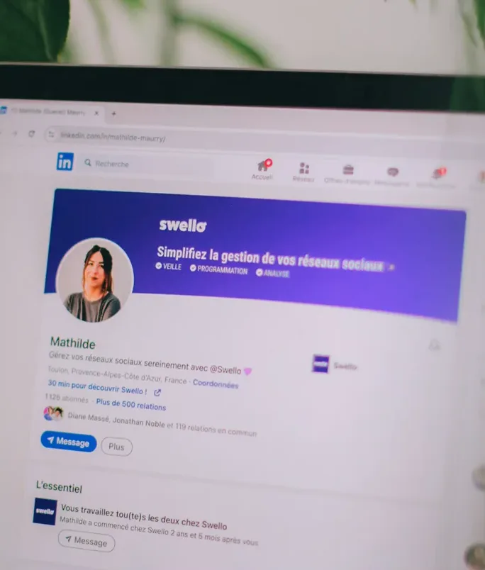 A LinkedIn profile open on a laptop